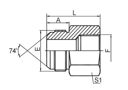 JIC MALE 74° CONE / BSP FEMALE