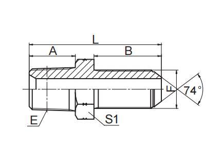 NPT MALE/JIC MALE 74° Cone Bulkhead