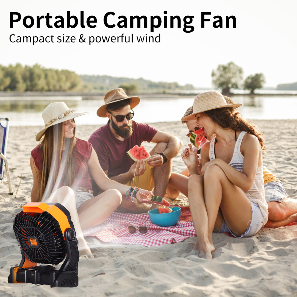 20000mAh USB Portable Outdoor Camping Fan Light，Rechargeable Battery Operated Outdoor Tent Fan