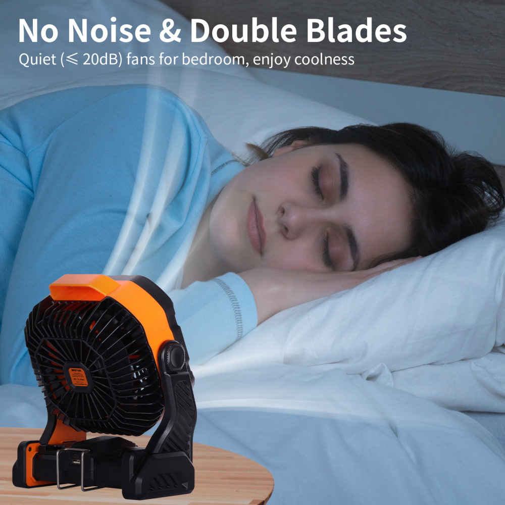 20000mAh USB Portable Outdoor Camping Fan Light，Rechargeable Battery Operated Outdoor Tent Fan