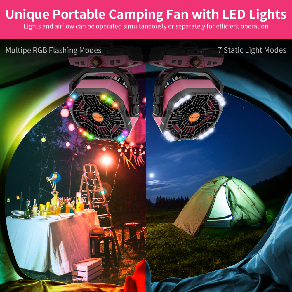 20000mAh Portable Rechargeable Camping Fan - Oscillating，Battery Operated, 270 Pivot,Stepless Speed,USB Desk & Outdoor Fan