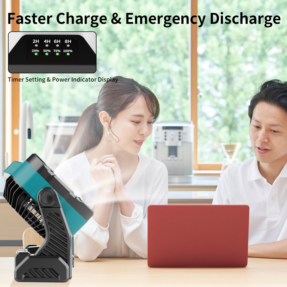 20000mAh Portable Camping Fan - Rechargeable Outdoor Tent Fan with LED Light, USB Port & Hook