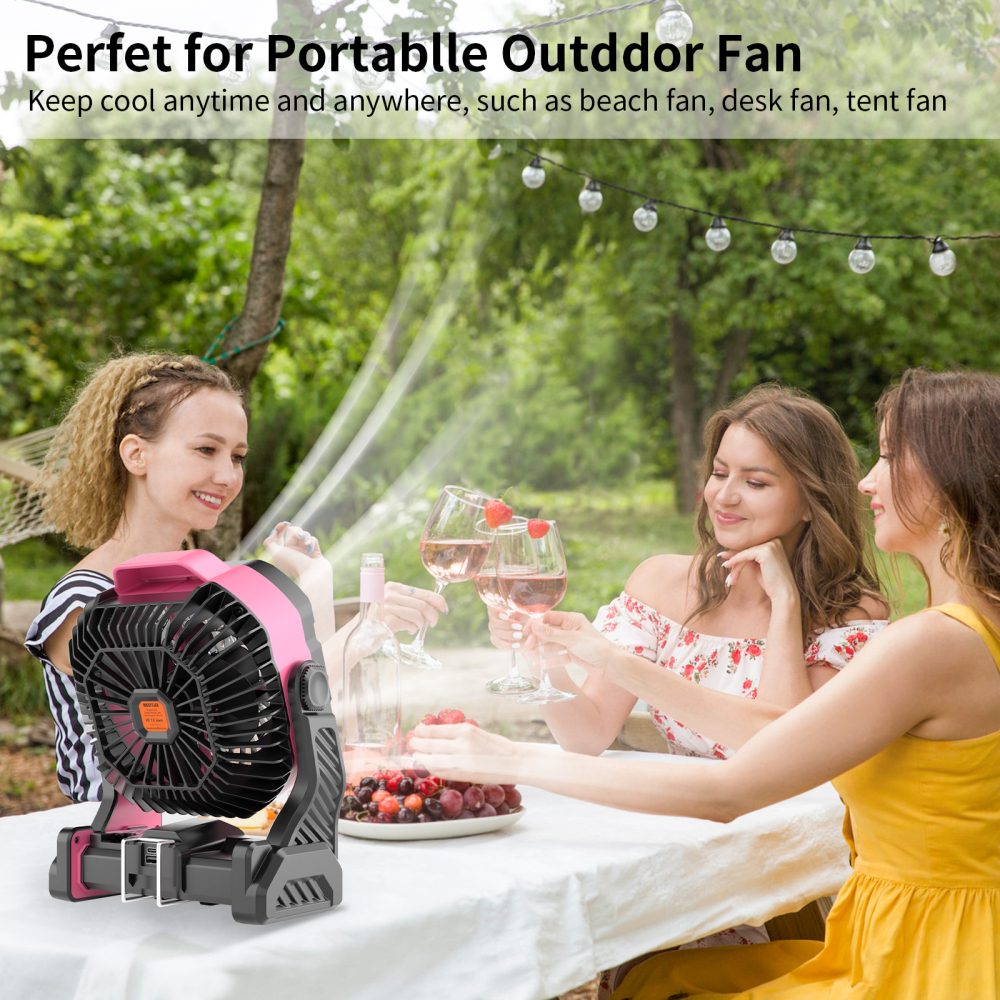 20000mAh Portable Camping Fan - Rechargeable Outdoor Tent Fan with LED Light, USB Port & Hook