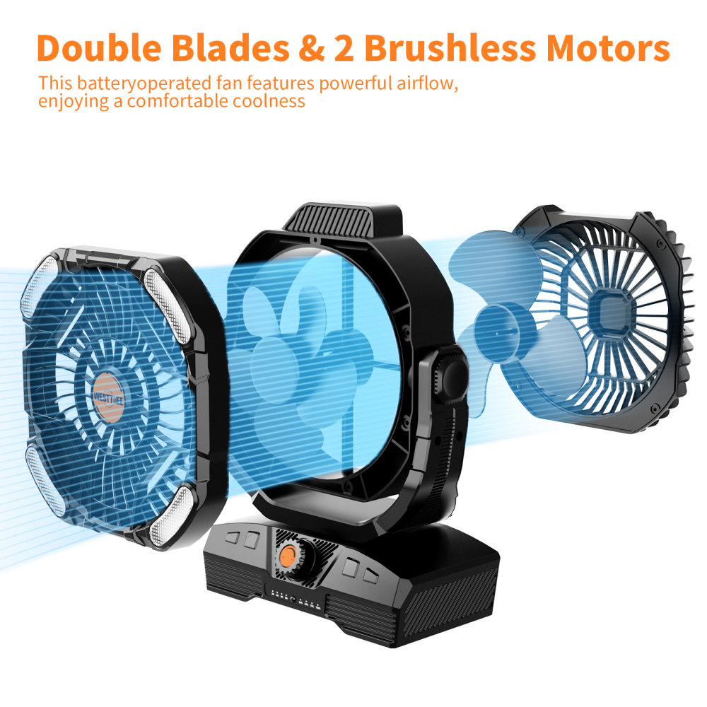 20000mAh Portable Rechargeable Camping Fan - Oscillating，Battery Operated, 270 Pivot,Stepless Speed,USB Desk & Outdoor Fan