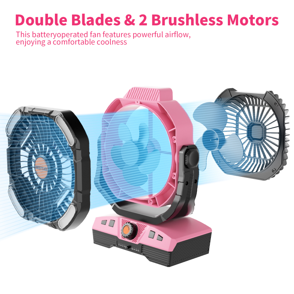 20000mAh Portable Rechargeable Camping Fan - Oscillating，Battery Operated, 270 Pivot,Stepless Speed,USB Desk & Outdoor Fan