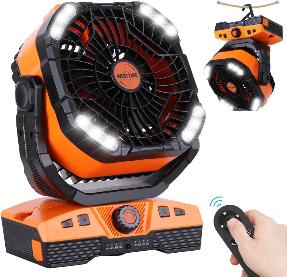 20000mAh Portable Rechargeable Camping Fan - Oscillating，Battery Operated, 270 Pivot,Stepless Speed,USB Desk & Outdoor Fan