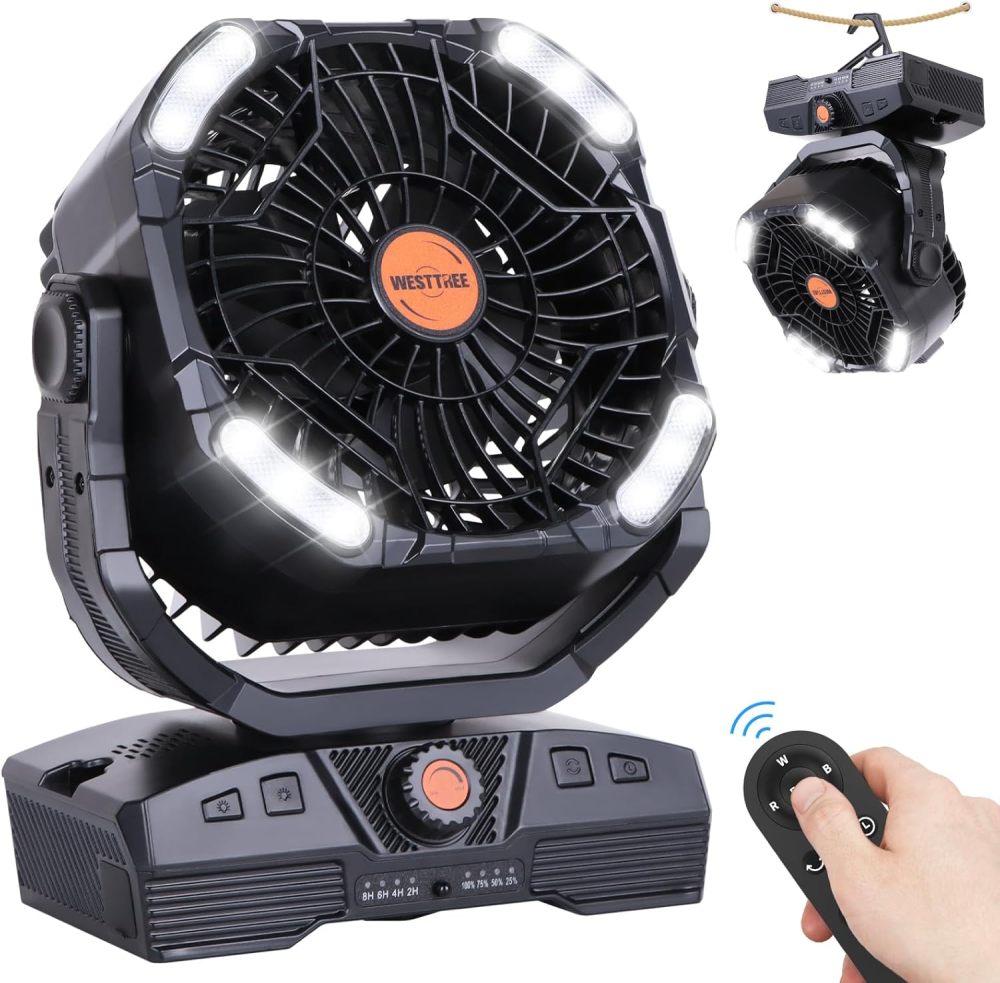 20000mAh Portable Rechargeable Camping Fan - Oscillating，Battery Operated, 270 Pivot,Stepless Speed,USB Desk & Outdoor Fan