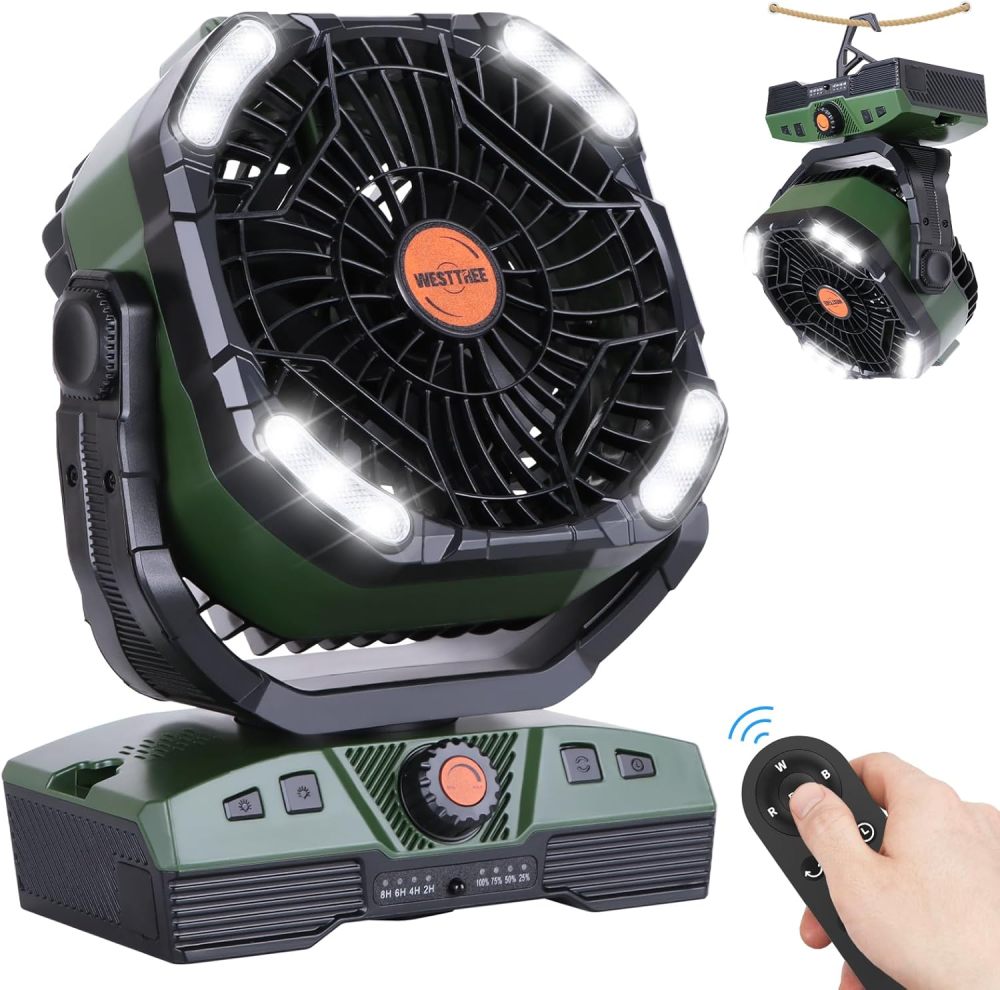 20000mAh Portable Rechargeable Camping Fan - Oscillating，Battery Operated, 270 Pivot,Stepless Speed,USB Desk & Outdoor Fan