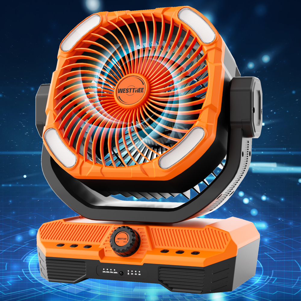 Battery Powered Fan Powerful Airflow Battery Operated Air Circulator Fan for Bedroom,Quiet & 360°Auto Oscillating Rechargeable Camping Fans with LED Light