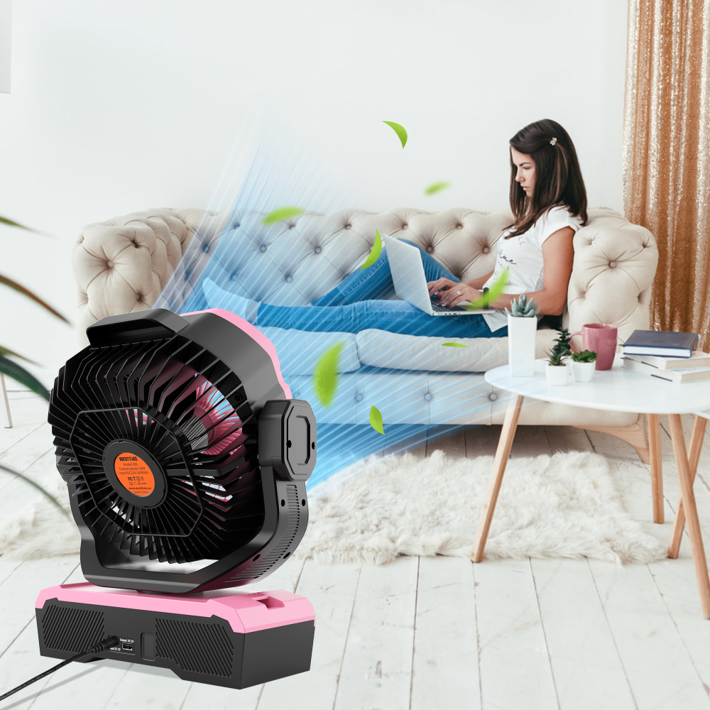 Battery Powered Fan Powerful Airflow Battery Operated Air Circulator Fan for Bedroom,Quiet & 360°Auto Oscillating Rechargeable Camping Fans with LED Light