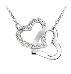 Hot WomeHot NEW Silver Plated Crystal Lucky Clover Pendant Necklace Fashion Jewelry