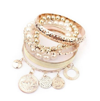 Doinshop New Useful Cute Nice Korean Style Girls Exquisite Coin Pearl Hollow Bracelet Jewelry