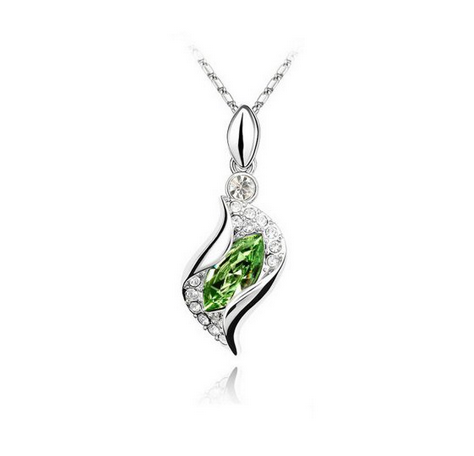KATGI White Gold Plated Rhinestone Colorful Flash Drill Phoenix Crystal Pendant Necklace