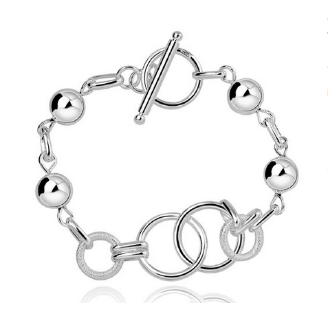 fashion 925 sterling silver jewelry circles chain trendy lady bracelet bangle
