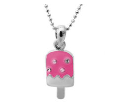 Mini Ice Cream Bar Necklace, Fuschia Color