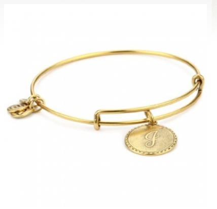 Alex and Ani "Bangle Bracelet Bar" "J" Russian Gold-Plated Bangle Bracelet