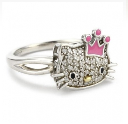 Hello Kitty "Sweet Statement Princess" Sterling-Silver Ring, Size 7