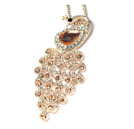 KATGI White Gold Plated Rhinestone Colorful Flash Drill Phoenix Crystal Pendant Necklace