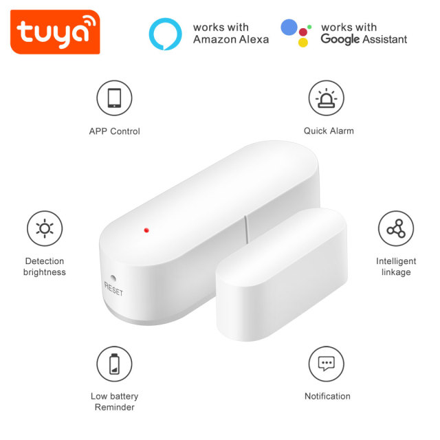 Tuya Smart WiFi 2-in-1 Door & Window Sensor with Light Detection & Voice Control