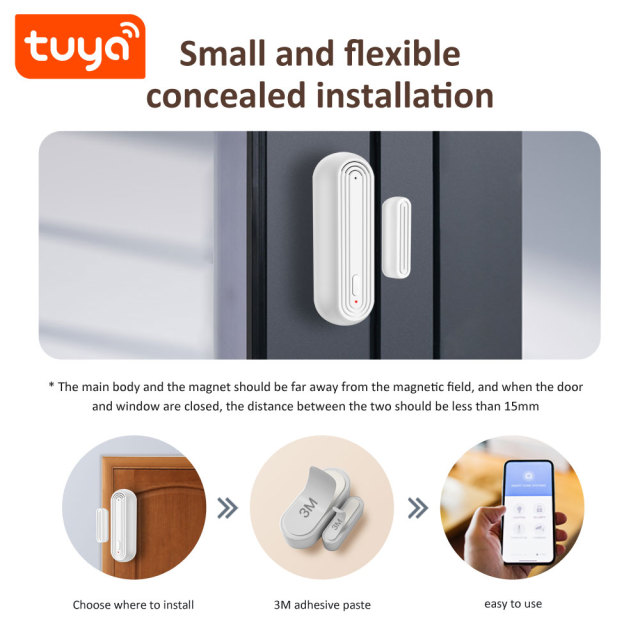 Tuya Smart WiFi Door/Window Sensor with Loud Alarm & Instant Alerts