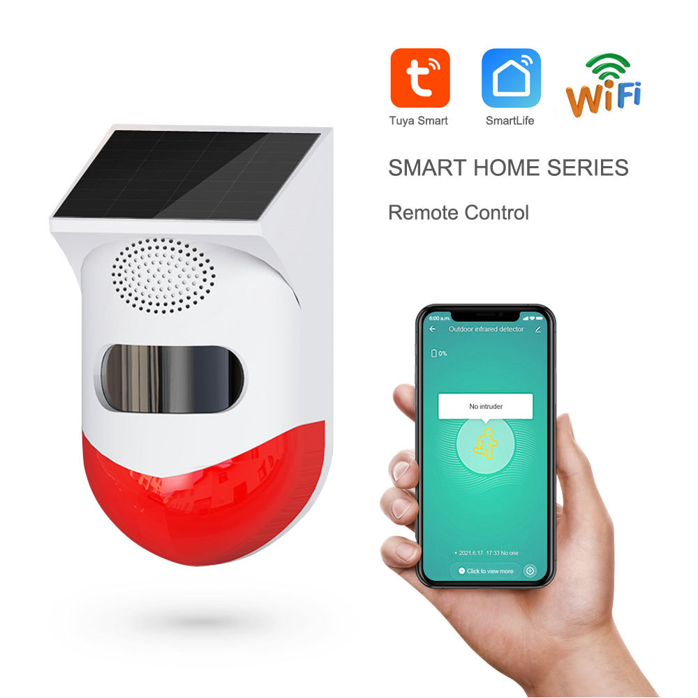 Tuya  Smart WiFi Solar Waterproof WiFi PIR Alarm with 433Mhz, solar - powered for outdoor security