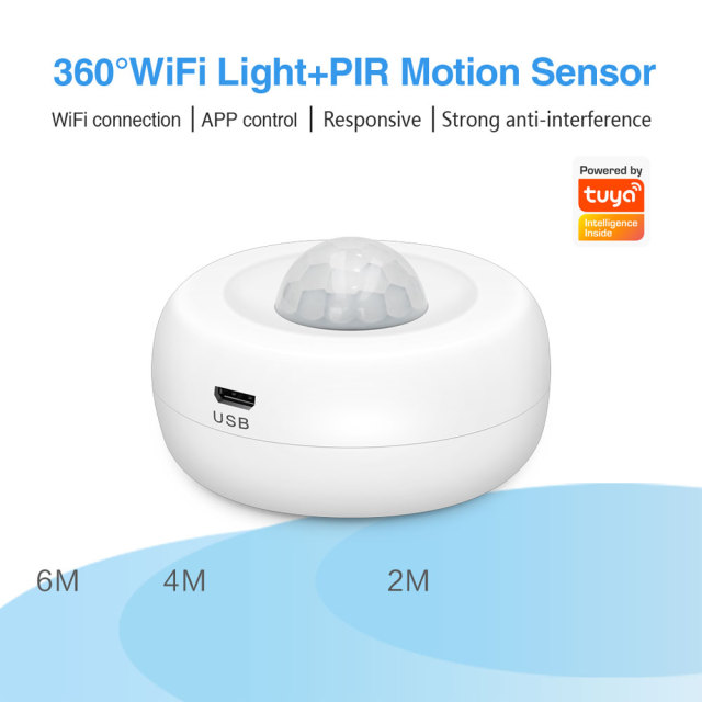 Tuya Smart 2 - in - 1 WiFi Ceiling PIR Sensor: PIR + light detection in one device