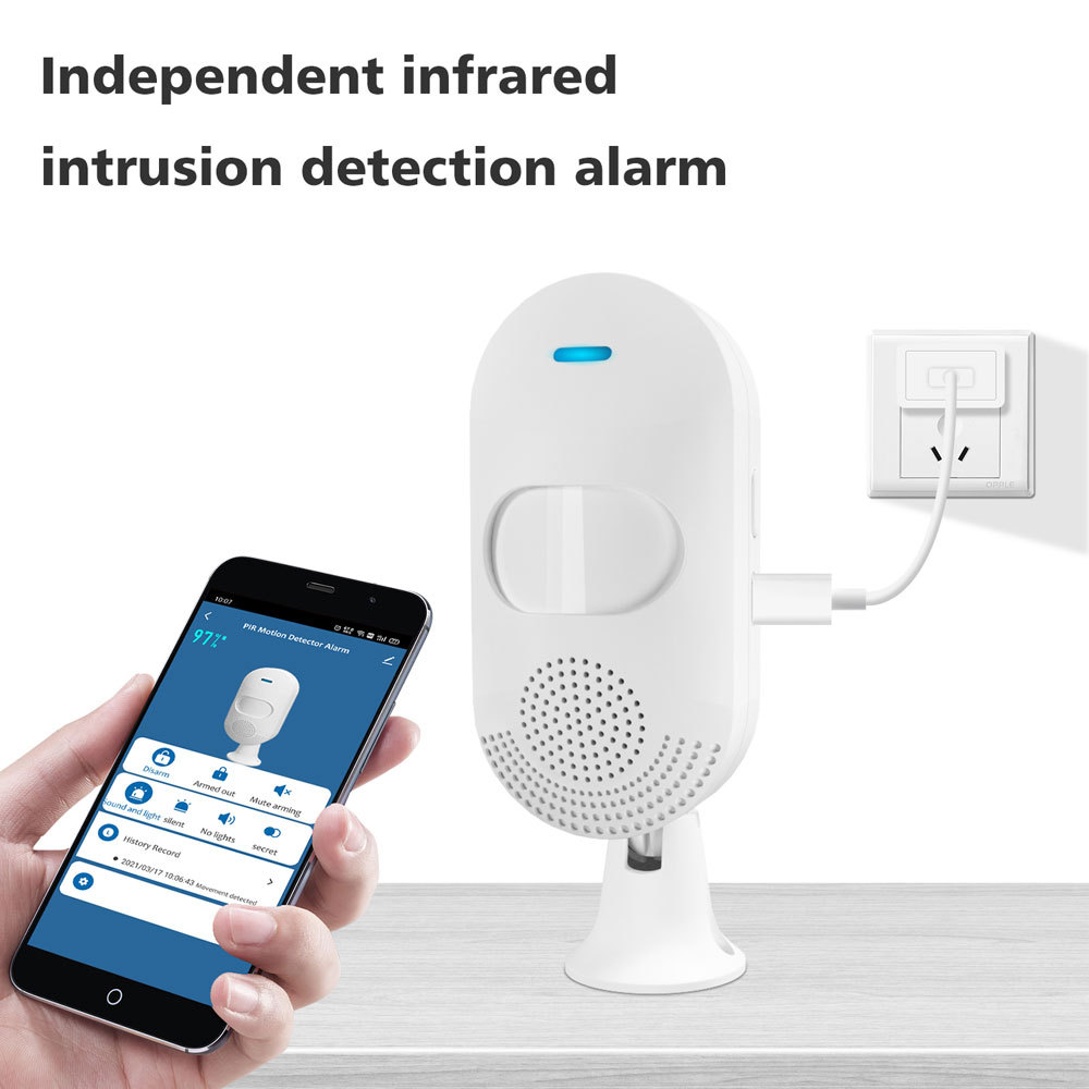 Tuya Smart WiFi PIR Motion Detector Alarm senses movement via infrared for home security