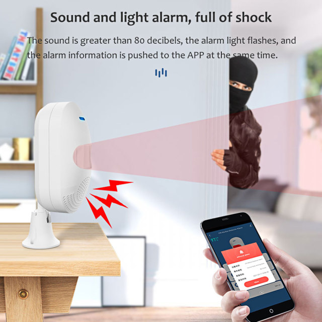 Tuya Smart WiFi PIR Motion Detector Alarm senses movement via infrared for home security