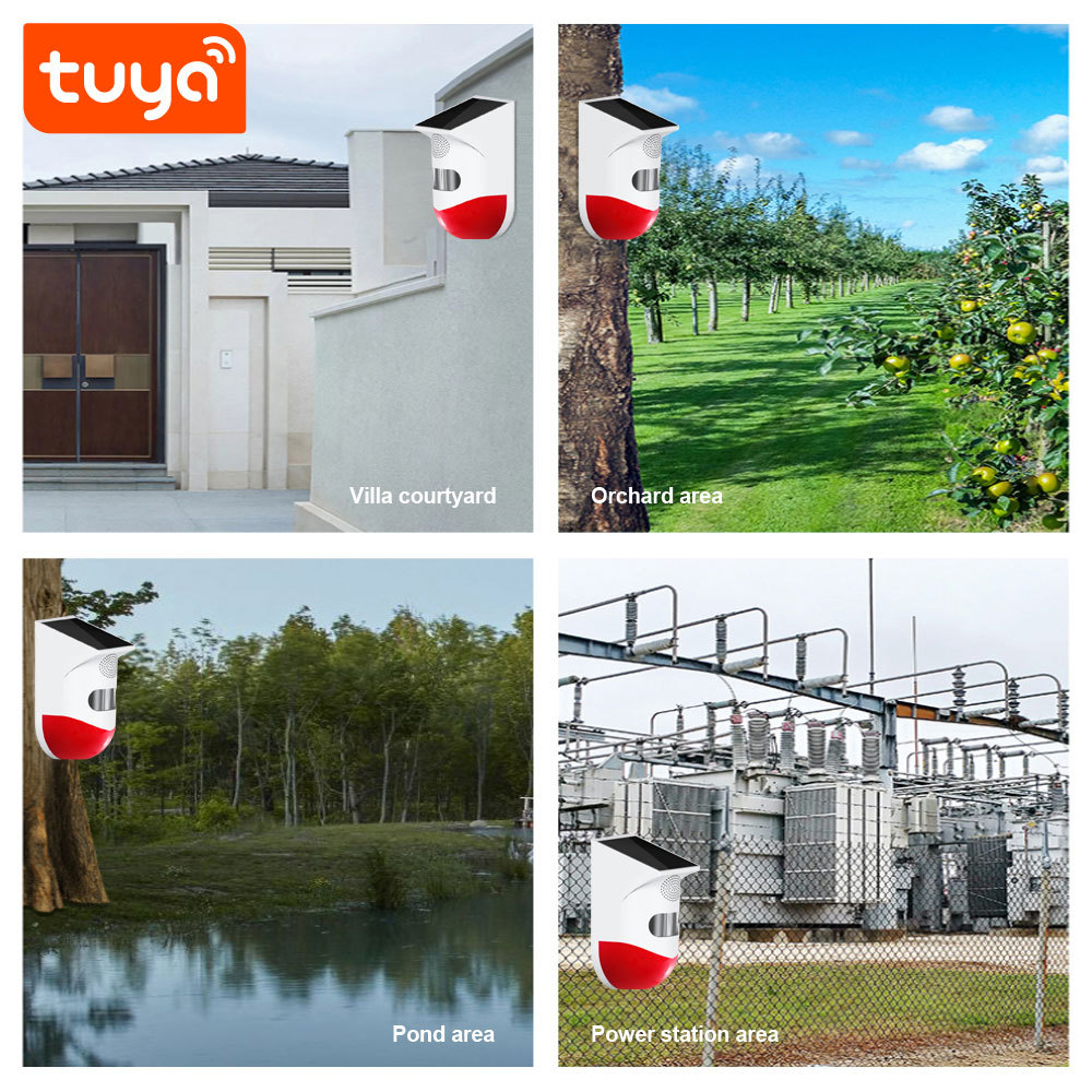Tuya  Smart WiFi Solar Waterproof WiFi PIR Alarm with 433Mhz, solar - powered for outdoor security