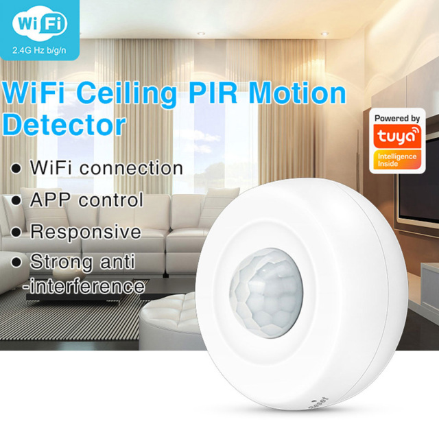 Tuya Smart WiFi Ceiling Motion PIR Sensor – 360° Detection & App Alerts