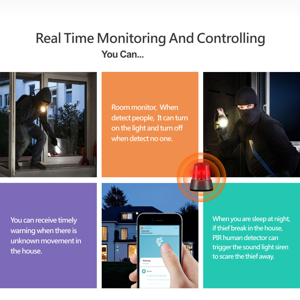 Tuya Smart WiFi Ceiling Motion PIR Sensor – 360° Detection & App Alerts
