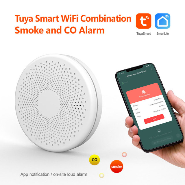 Tuya Smart WiFi Smoke & CO Alarm – 2 - in - 1 Protection, App Alerts, Loud 85dB Alarm for Home Safety