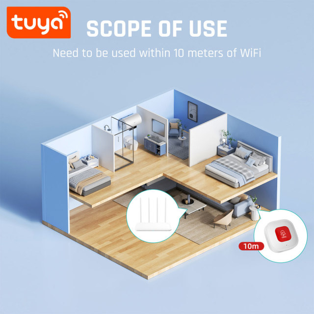 Tuya Smart WiFi SOS Button – Instant App Notifications, WiFi 6, Works with Tuya Ecosystem. Protect Your Family