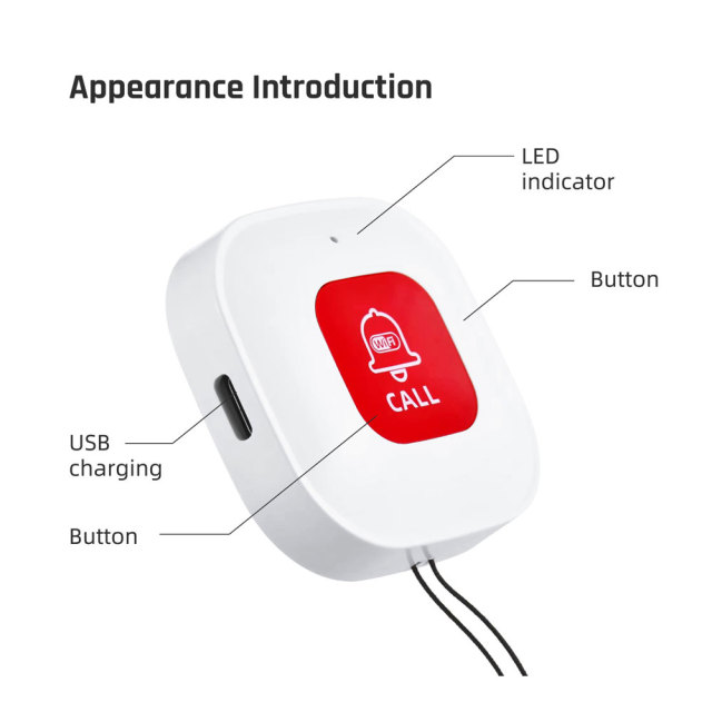 Tuya Smart WiFi SOS Button – Instant App Notifications, WiFi 6, Works with Tuya Ecosystem. Protect Your Family