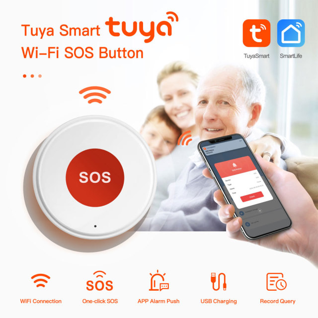 Tuya Smart WiFi SOS Emergency Button – For Elderly/Pregnancy Care, Easy to Wear