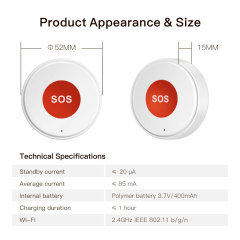 Tuya Smart WiFi SOS Emergency Button – For Elderly/Pregnancy Care, Easy to Wear