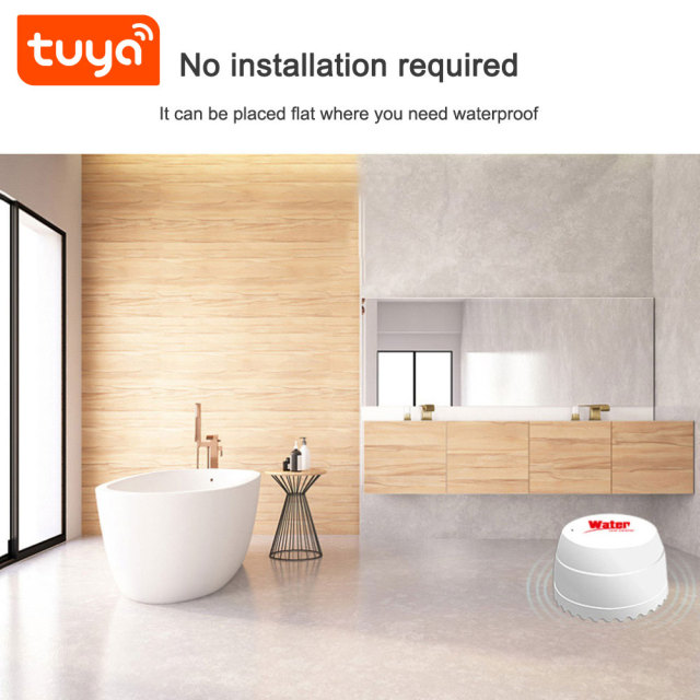 Tuya WiFi Water Leak Detector – 24/7 Monitoring, App-Controlled Alarms