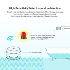 Tuya WiFi Water Leak Detector – 24/7 Monitoring, App-Controlled Alarms