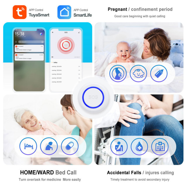 Tuya Smart WiFi SOS Button With RF433Mhz – One - Click Alerts, Long - Range, App Notifications. For Home/Elderly Care