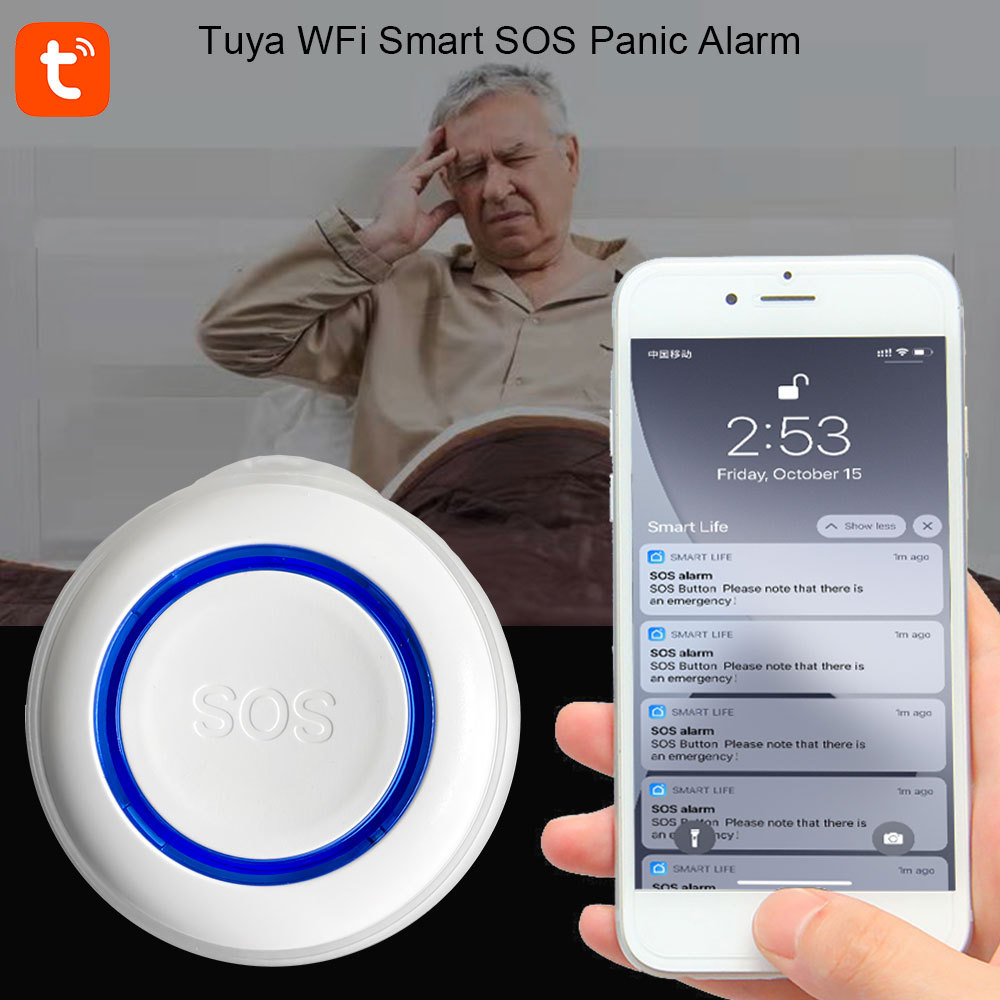 Tuya Smart WiFi SOS Button With RF433Mhz – One - Click Alerts, Long - Range, App Notifications. For Home/Elderly Care