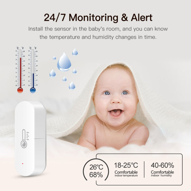 Tuya Smart WiFi Temperature Humidity Sensor – Real - Time Monitoring, App Alerts, Auto - Alarm for Home Comfort