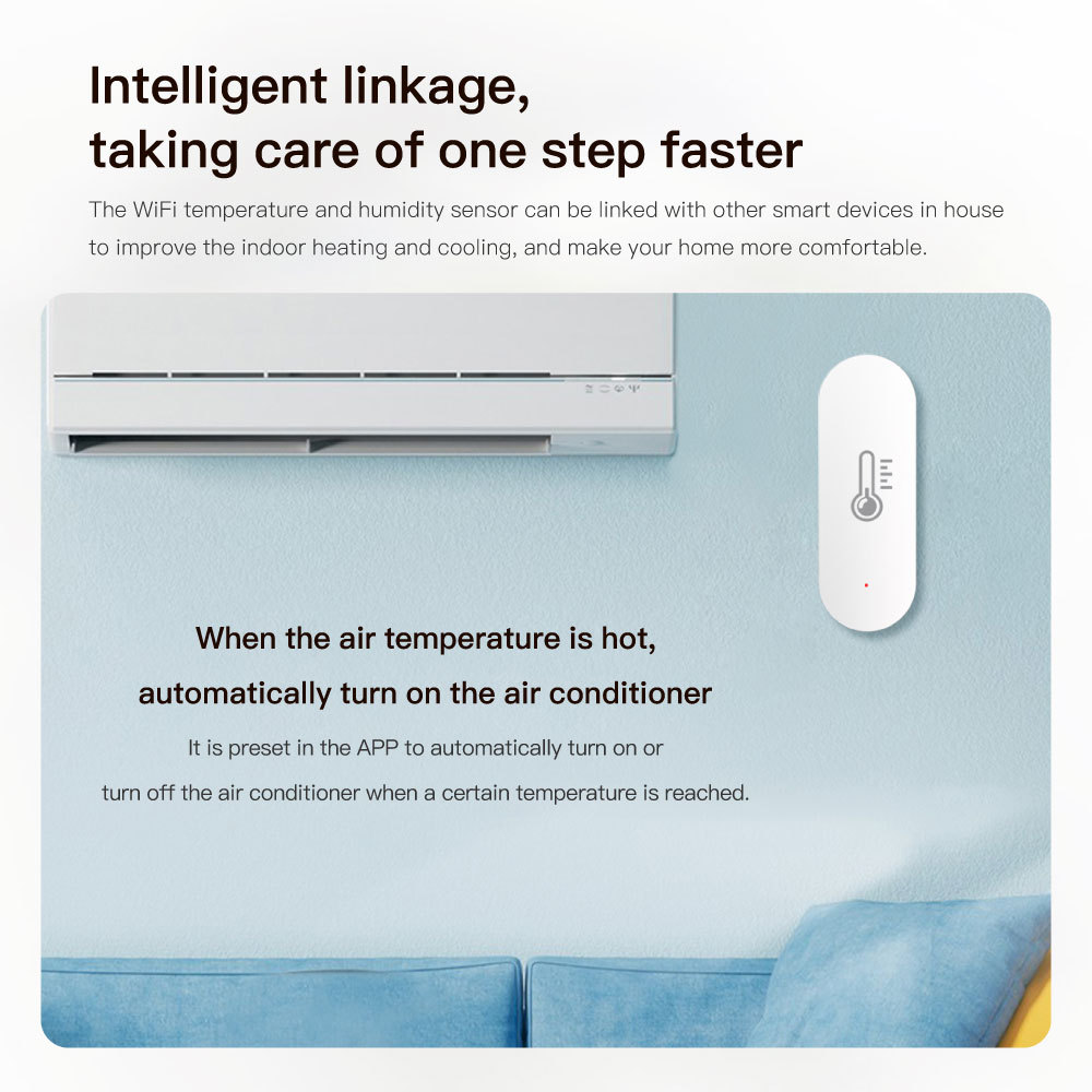 Tuya Smart WiFi Temperature Humidity Sensor – Real - Time Monitoring, App Alerts, Auto - Alarm for Home Comfort