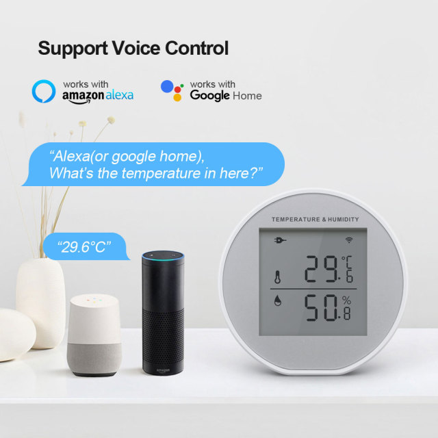 Tuya Smart WiFi Temp & Humidity Sensor – Real - Time Monitoring, Voice Control, LCD Display for Home Comfort