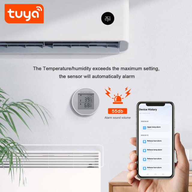 Tuya Smart WiFi Temp & Humidity Sensor – Real - Time Monitoring, Voice Control, LCD Display for Home Comfort