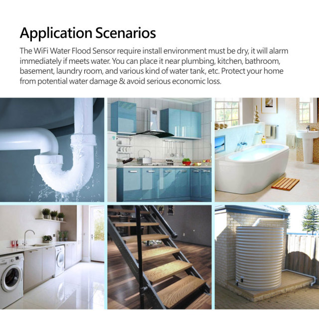 Tuya Smart WiFi Water Flood Sensor – Prevent Water Damage for Home & Business