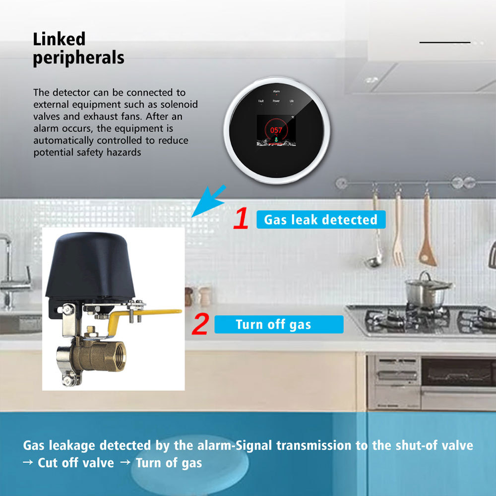 Tuya Smart WiFi Gas Sensor: LCD Display, Gas & Heat Alerts, App Notifications, Works with Tuya