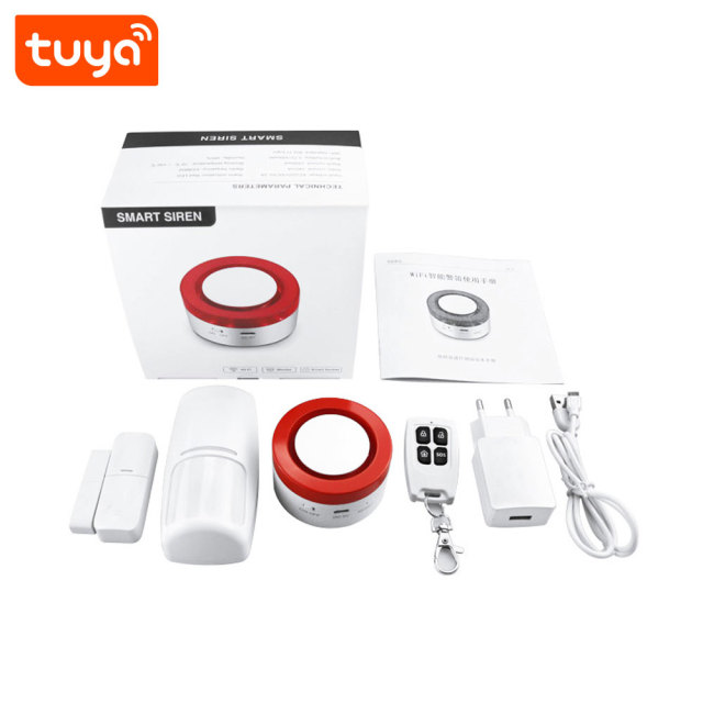 Tuya Smart WiFi Siren Alarm System: 120dB Sound, App/Voice Control, Wireless Sensor Support