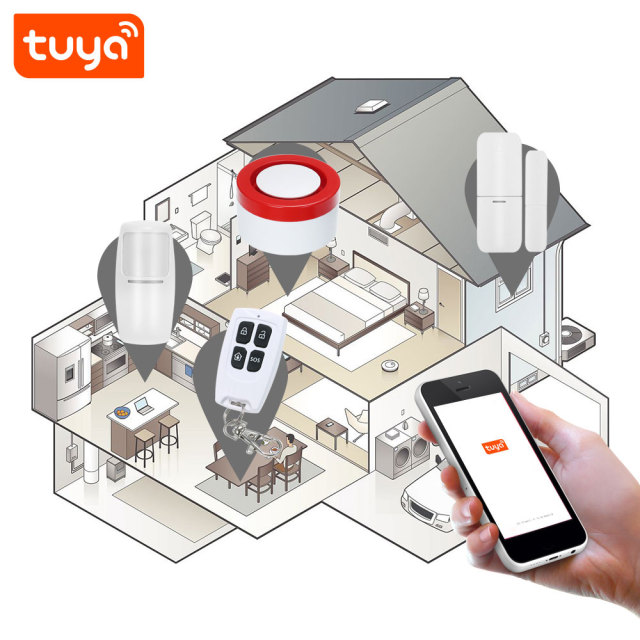 Tuya Smart WiFi Siren Alarm System: 120dB Sound, App/Voice Control, Wireless Sensor Support