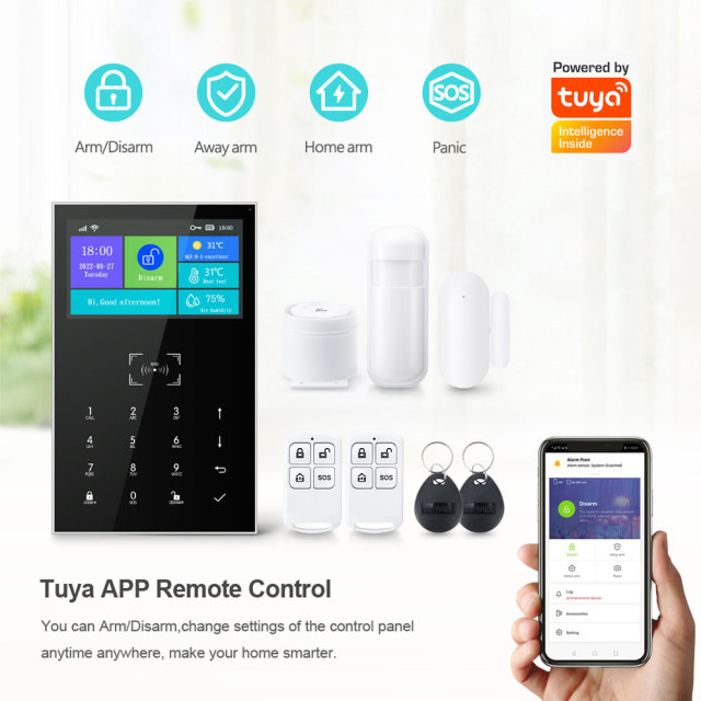 Tuya Smart WiFi + GSM Home Alarm System 4.3'' Touch Panel (2G/4G Optional)