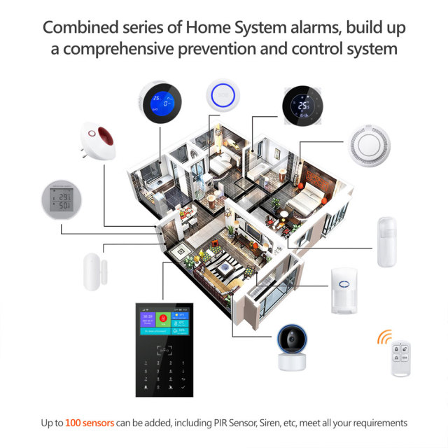 Tuya Smart WiFi + GSM Home Alarm System 4.3'' Touch Panel (2G/4G Optional)